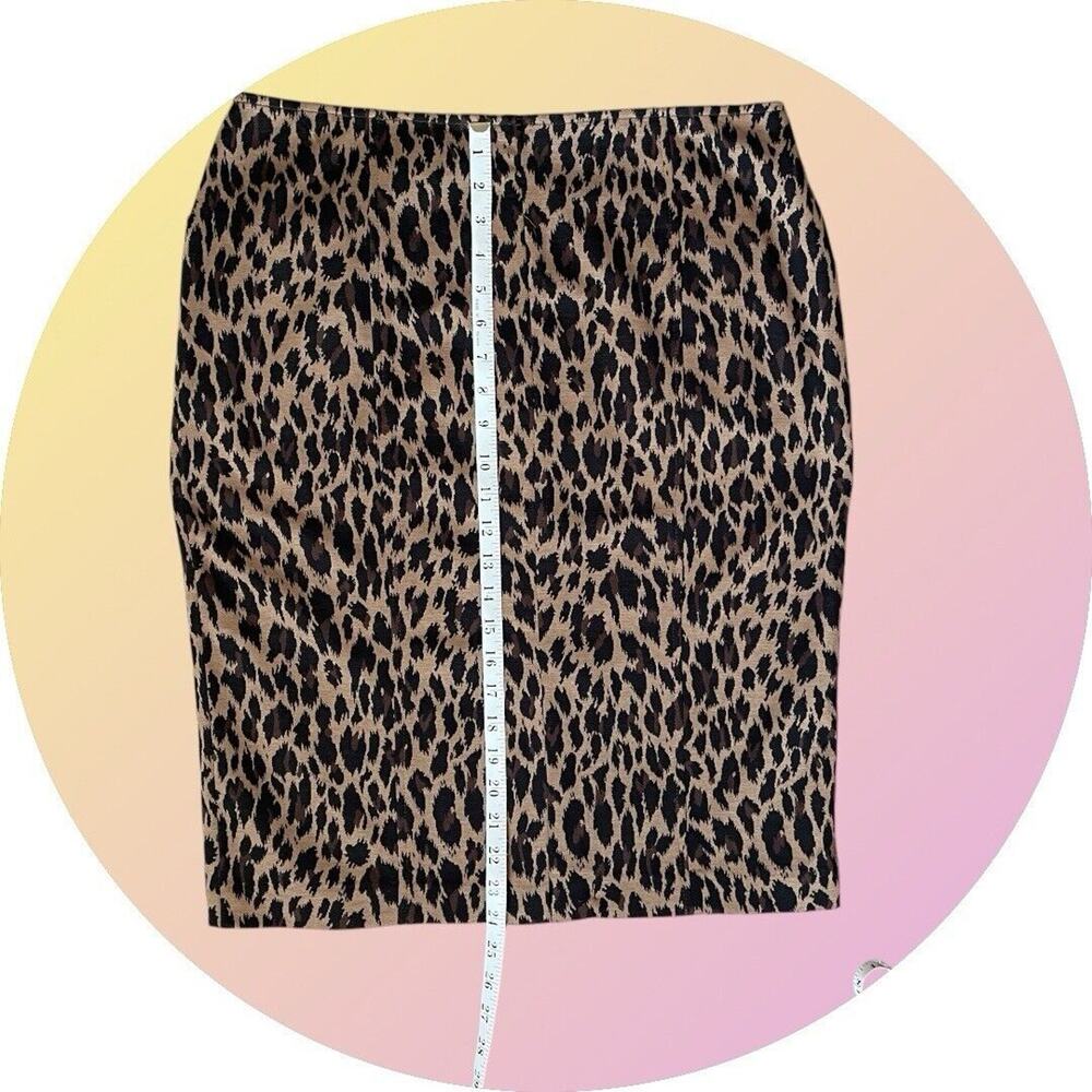 Spiegel Catalog Vintage 90s Leopard Brown Pencil Knit Skirt NEW L 10 - Picture 11 of 13